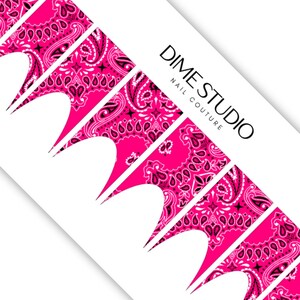 Hot Pink Bandana Frenchies Water Transfer Paisley Nail Tip Wraps Nail Supplies Nail Accessories For Nail Extensions