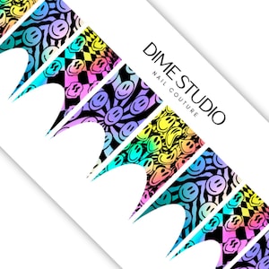 Trippy Hippie Smiley Face Frenchies - Fun Colorful French Tip Decals - Water Transfer Nail Art