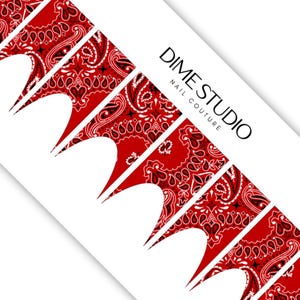 Red Bandana Frenchies - Paisley French Tip Nail Wraps - Bandana Nail Decals - Water Transfer Nail Art - Manicure Accessories