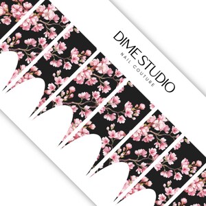 Cherry Blossom French Tip Nail Wraps: XL Floral Nail Decals