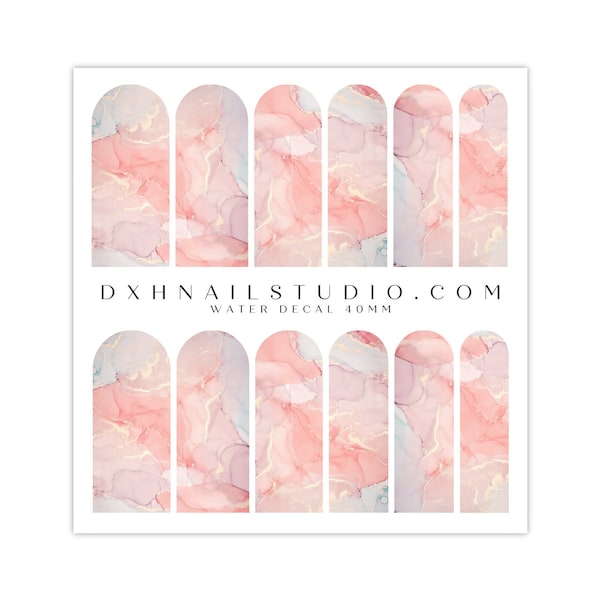 Blush Pink Quartz Marble Nail Decals - Water Transfer Nail Wraps For Acrylic Gel X Press On Nail Extensions - Nail Supplies