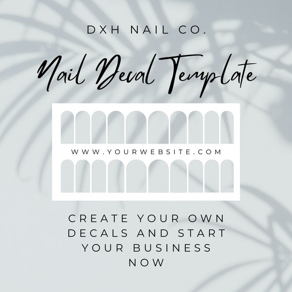 DXH NAIL CO Nail Decal Template For Text Logo 30mm Nail Wrap Guide
