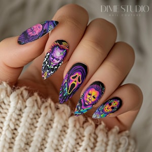 Slasher Crew 2 Retro Horror Halloween Nail Decals Water Transfer Nail Wraps Fun Halloween Nail Designs Nail Supplies