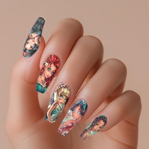 Bad Princess Nail Decals - Tattoo Princess Nail Art - Water Transfer Nail Wraps - Acrylics - Gel X - Manicure Accessories