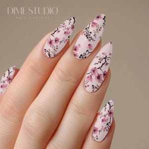 Pink Japanese Cherry Blossom  Nail Wrap Decals Spring Summer Floral  Water Transfer Nail Wraps Manicure Accessories