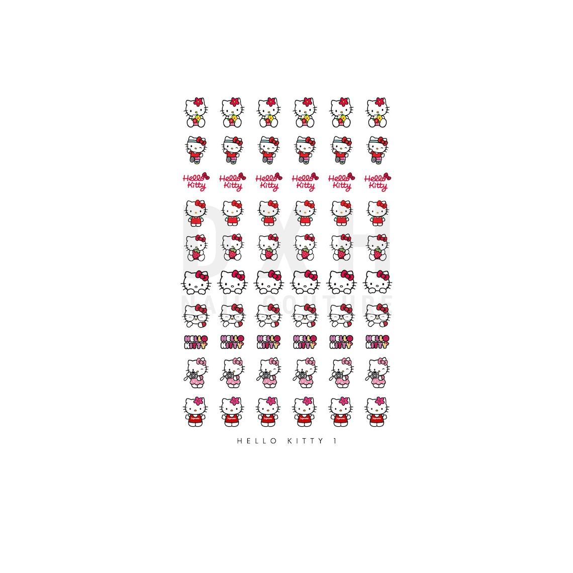 Sanrio Hello Kitty Nail Decals Waterslide Decal Girly Nail Etsy
