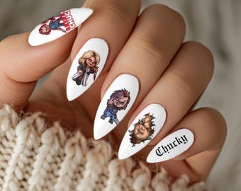 Chucky Nail Decals | Horror Halloween Nail Art, Water Transfer