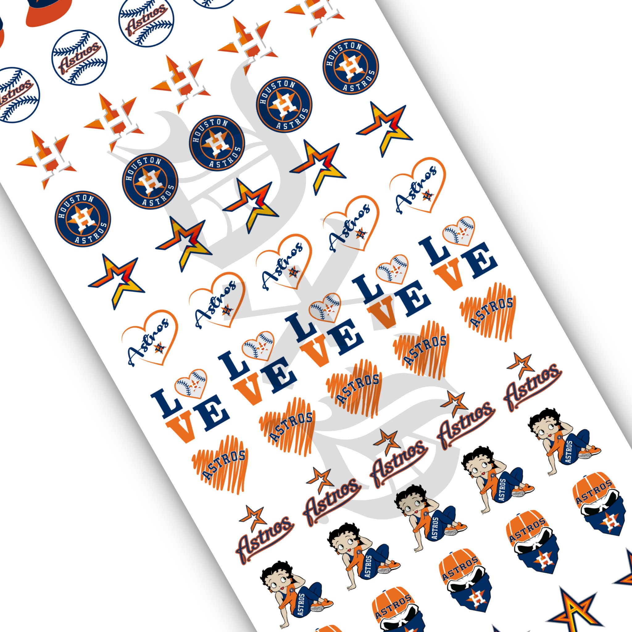 Houston Texas Baseball Nail Decals Nail Stickers Water - Etsy