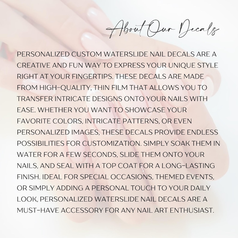 Decalcomanie per unghie personalizzate, nail art a trasferimento d'acqua immagine 4