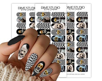 Stickers pour ongles Halloween, autocollants pour ongles clown effrayant, accessoires de manucure à transfert d'eau