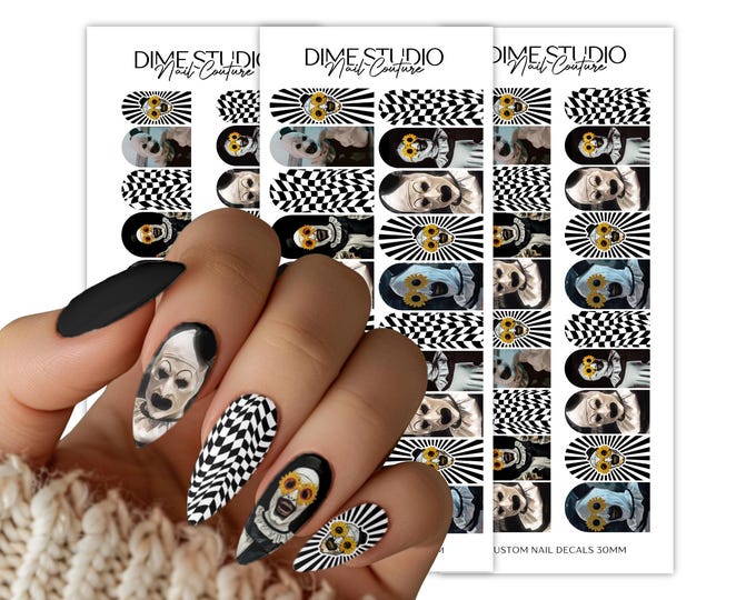 Halloween Nail Art Decals Spooky Clown Nail Wraps Terrified Water Transfer Manicure Accessories