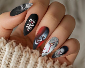 Faux Ongles Gothiques Halloween - 10 Pièces Longs, Style Horreur, Pour Déguisement Et Fête Masquée - 9