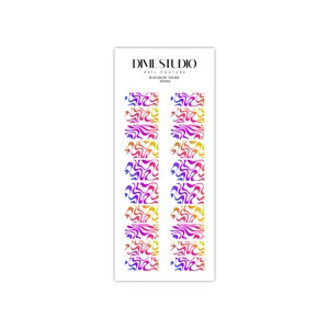 Rainbow Swirl Nail Wraps – Water Transfer Decal, XL 30MM SHORTY