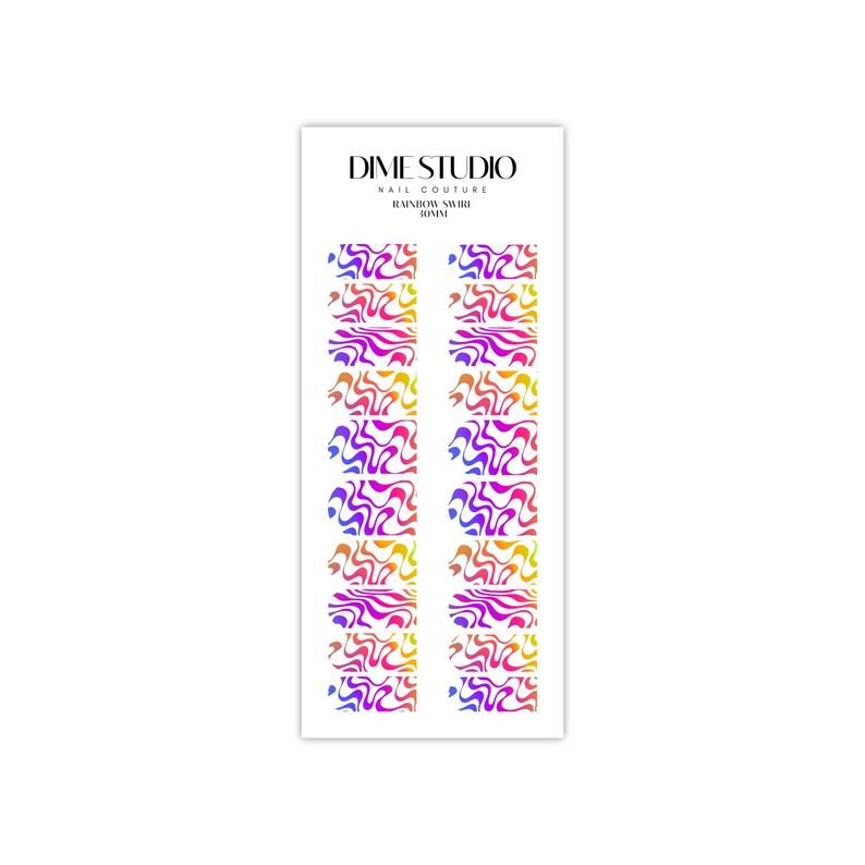 Rainbow Swirl Nail Wraps – Water Transfer Decal, XL 30MM SHORTY