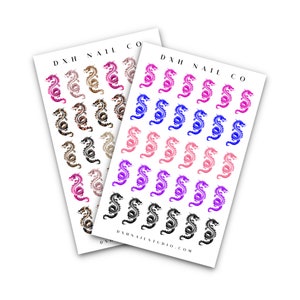 XL Multi-Color Chinese Dragon Nail Decals - Water Transfer Decal - Pink Dragon Nail Art
