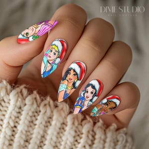 Princess Christmas Holiday Nail Decals Water Transfer Nail Art Gifts For Her Manicure Accessories