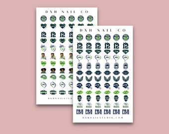 Seattle Seahawks Football Fan Team Nail Decals - NFL Nail Art - Waterslide Decal - Football Nail Stickers