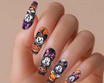 Calcomanías de uñas de Halloween espeluznantes de dibujos animados MM, transferencia de agua, envolturas de uñas, calabazas, fantasmas, accesorios de manicura