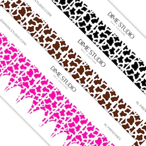 Cow Print XL Frenchies - Clear Water Transfer French Tip Nail Wraps - Manicure Accessories