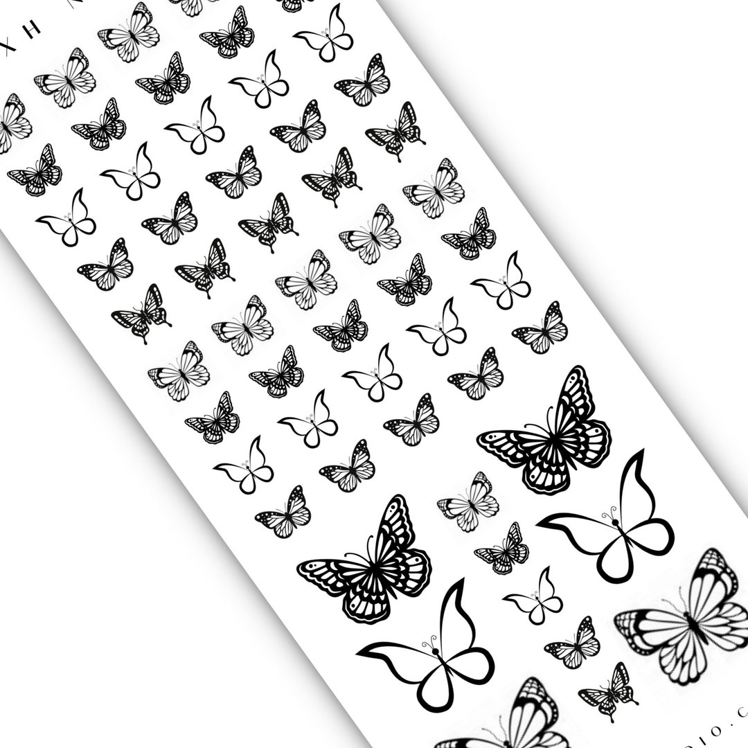 Monochrome Butterfly Nail Decals Butterfly Nail Designs - Etsy