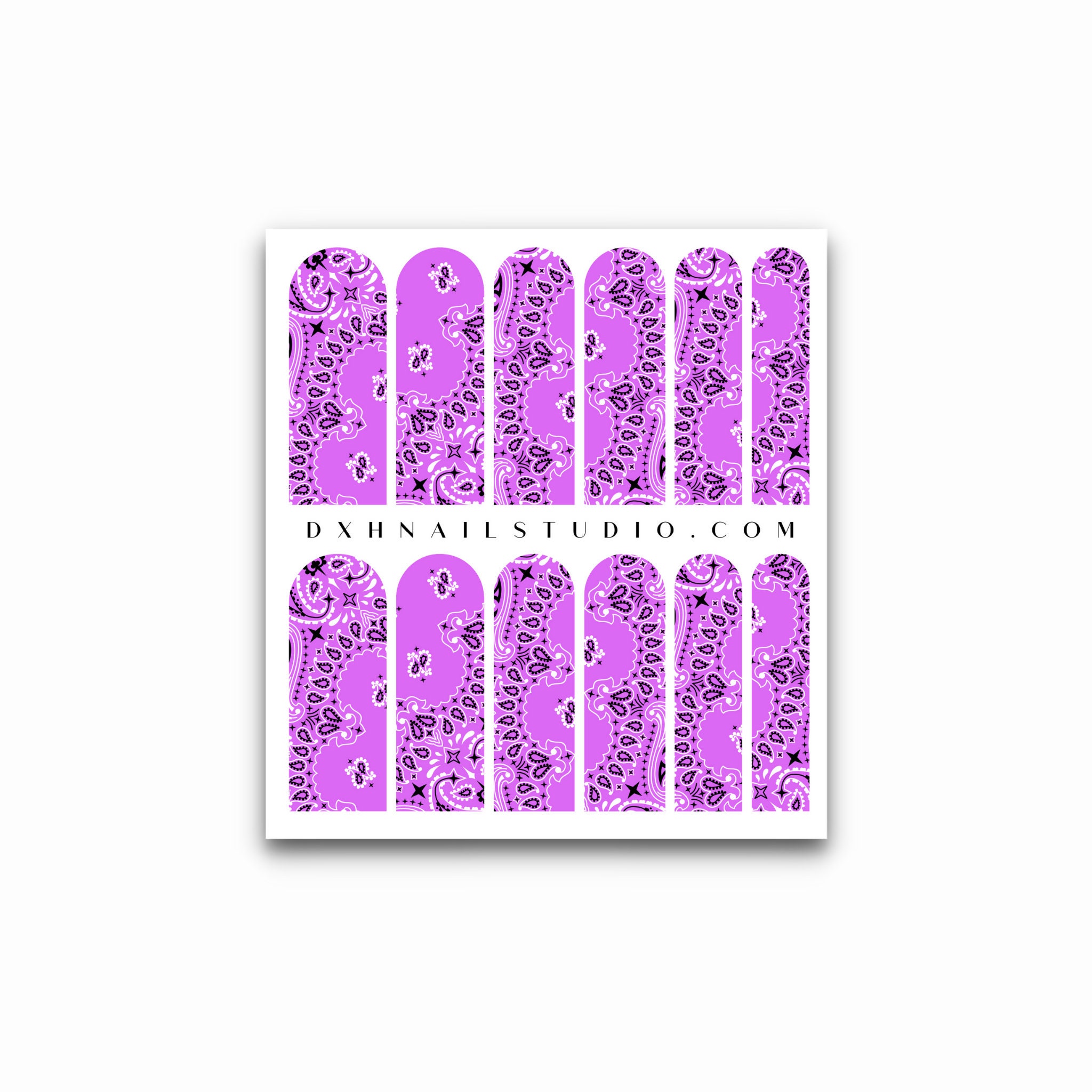 Lilac Purple Bandana Nail Decals XL Nail Wraps Paisley Etsy