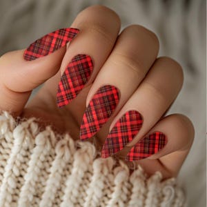 Christmas Plaid Nail Decals 2 - Water Transfer Nail Wraps - Holiday Christmas Nail Art - Manicure Accessories