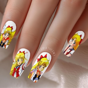 Sailor Girl Anime Nail Decals Luna Cartoon Clear Water Transfer Overlay Nail Art