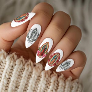 Virgin Saint Mary Transparent Nail Decals - Virgin De Guadalupe - Waterslide Decal - Deco Nail Art - Trending Nail Designs