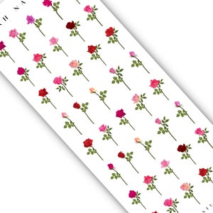 Long Stem Rose Floral Nail Decals - Spring Summer Nail Art - Manicure Accessories - Water Transfer Nail Art - Nail Supplies