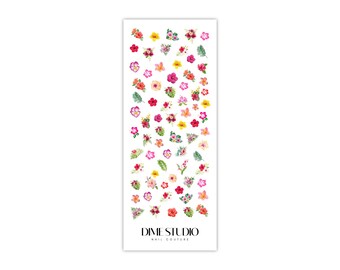 Calcomanías florales para uñas: Calcomanías al agua de hojas de palma de hibisco para primavera y verano