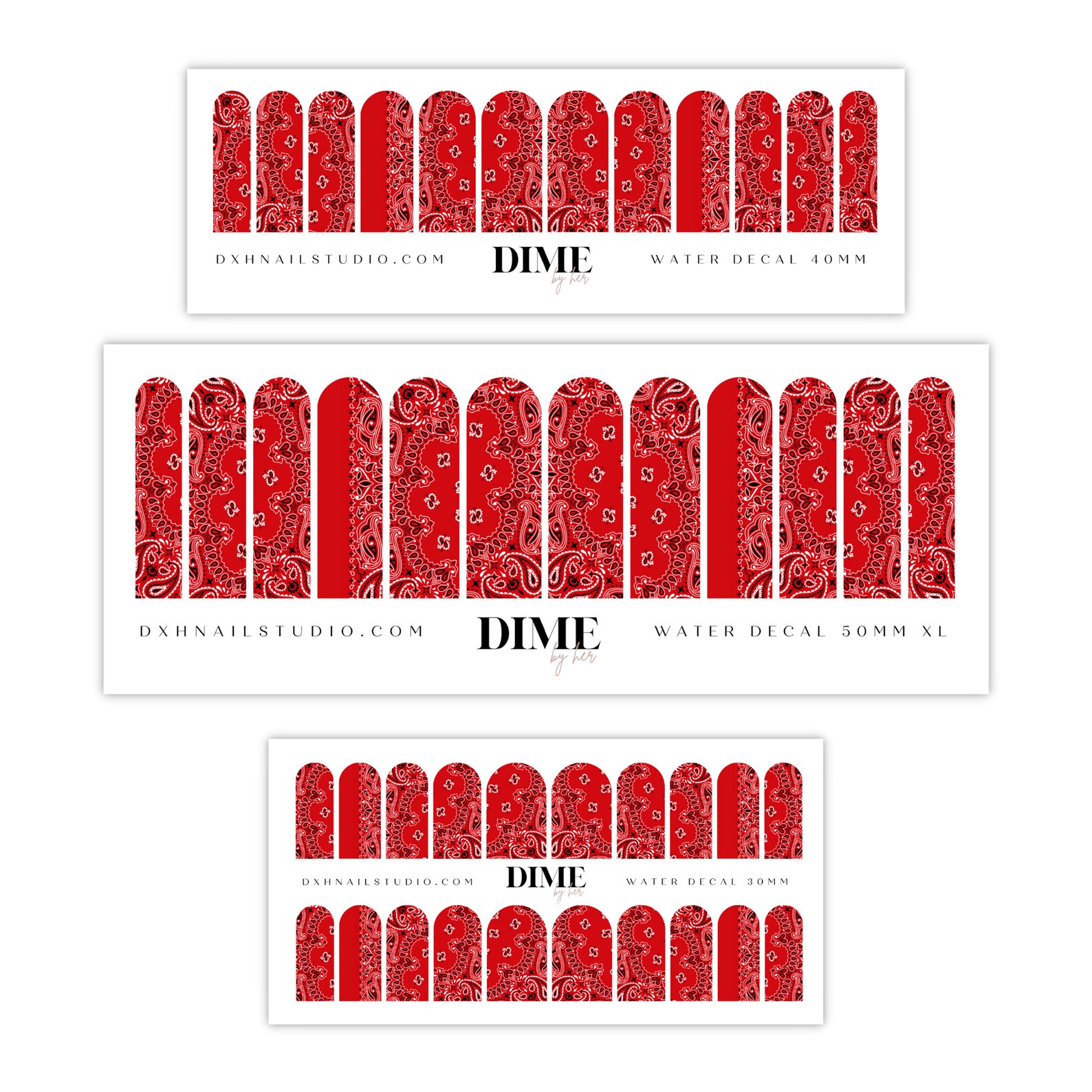 Red Bandana Nail Decals Waterslide Nail Decals XL Nail Etsy