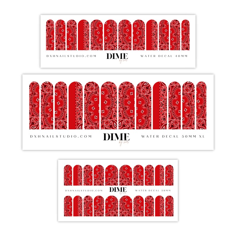 Red Bandana Nail Decals Waterslide Nail Decals XL Nail Etsy