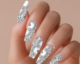Paisley Bandana Nail Decals - Clear Waterslide Nail Art
