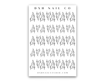 Black Flame Nail Decals - Waterslide Nail Art
