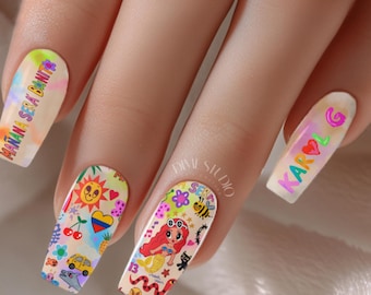 Karol G Manana Sera Bonita Nail Decals - Water Transfer Nail Wraps - Concert Apparel - Columbiana Reggeton