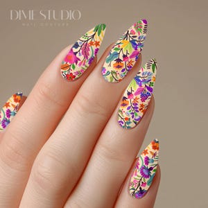 Fiesta Floral Nail Decals, Colorful Spring/Summer Nail Art