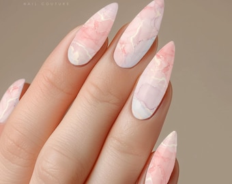 Pink Marble Nail Decals - HD Water Transfer Nail Art
