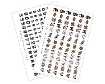 Fun Football Nail Decals - Football Mom Nail Stickers - Jersey Numbers - Water Transfer - Manicure Accessories