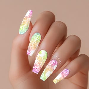Clear Rainbow Classic Bandana XL Nail Wraps - Paisley Bandana Nail Decals - Water Transfer Decal