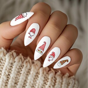 Christmas Gnome Nail Decals - Holiday Nail Art - Santa Gnomes - Water Transfer Nail  Decals - Nail Supplies - Manicure Accessories