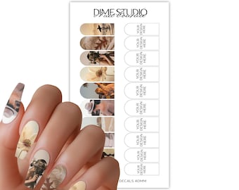 Adesivos de unhas personalizados com transferência de água.