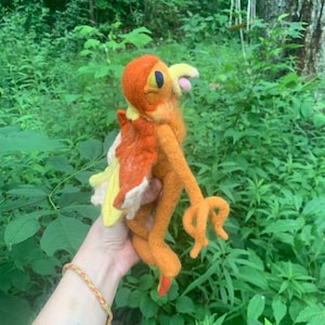 Handmade Needle-Felted Griffin Art Toy: Merino Wool Sculpture