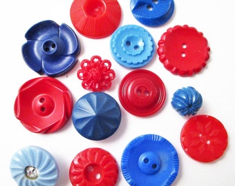 12 vintage blue casein 2-holed large round plastic buttons 1 18 NOS