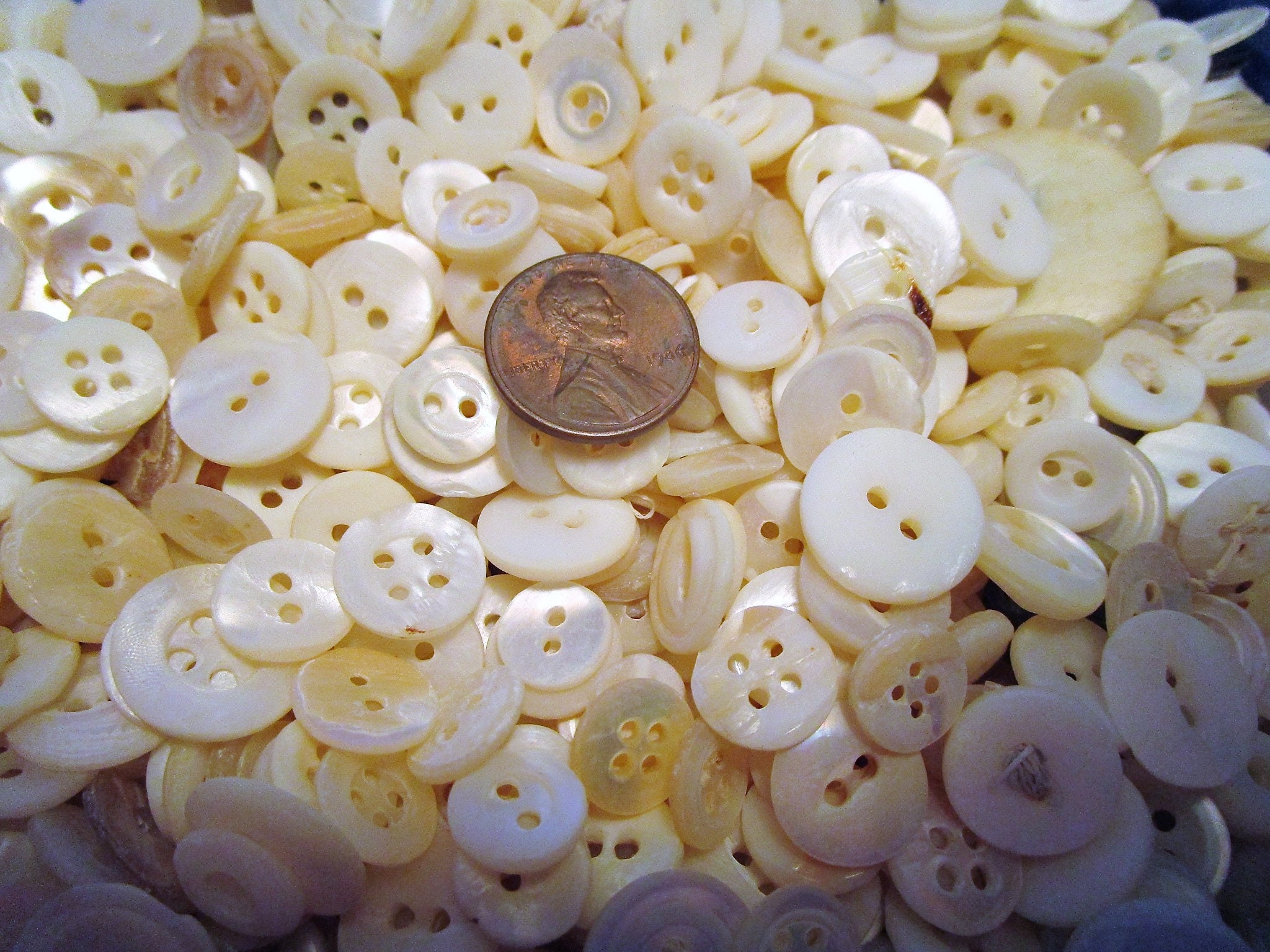 100 Antique Mother of Pearl Buttons, Small Vintage Shell Buttons for ...