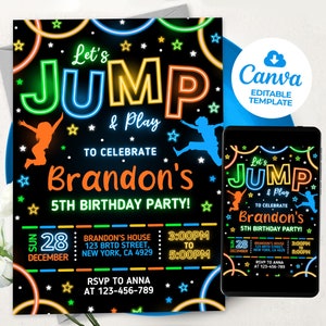 Jump Invitation Jump Birthday Party Invite Trampoline Party Bounce House Party Jump Party Let's Jump Boy, SPEC01