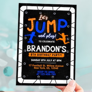 Jump Invitation Jump Birthday Party Invite Trampoline Party Bounce ...