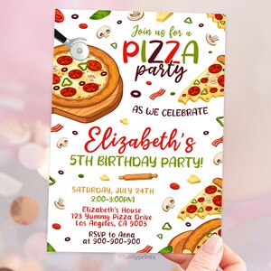 Editable Pizza Birthday Invitation, Editable Pizza Party Invite ...