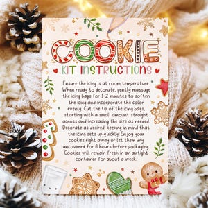 Weihnachtsplätzchen-Anleitung, Cookie-Kit-Anleitung, Cookie Decorating Party, bearbeitbare Canva-Vorlage 01
