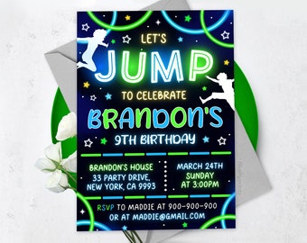 Jump Birthday Party Invitation, Trampoline Park Invites, Jump Birthday Party Invitation BS2403