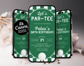 Golf Birthday Text Invitation, Let's Par-Tee Birthday Invite, Golf Birthday Celebration, Canva Editable Template 0104M